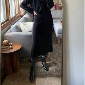 Sezane Naelle Skirt - Elegant Black Women's Sweater Skirt